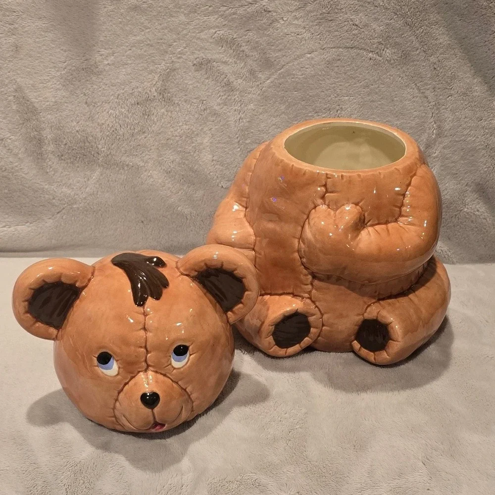 Vintage Ceramic Teddy Bear Cookie Jar Collectible‎ Cute Kitchen Decor